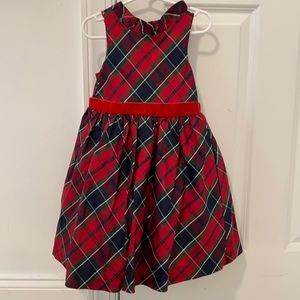 Janie and Jack plaid Christmas satin dress. Size 3